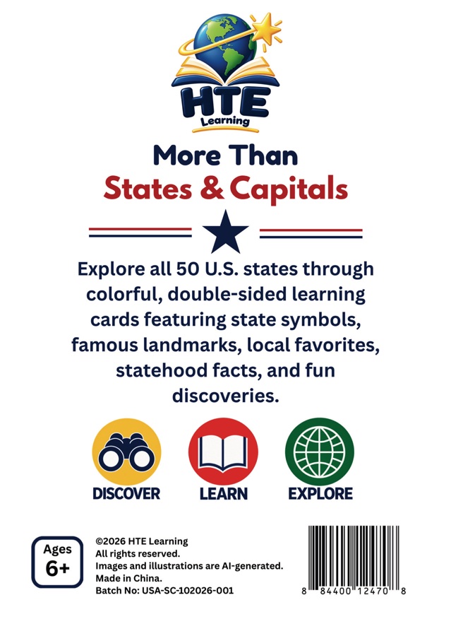 Back of the USA Adventure Cards box